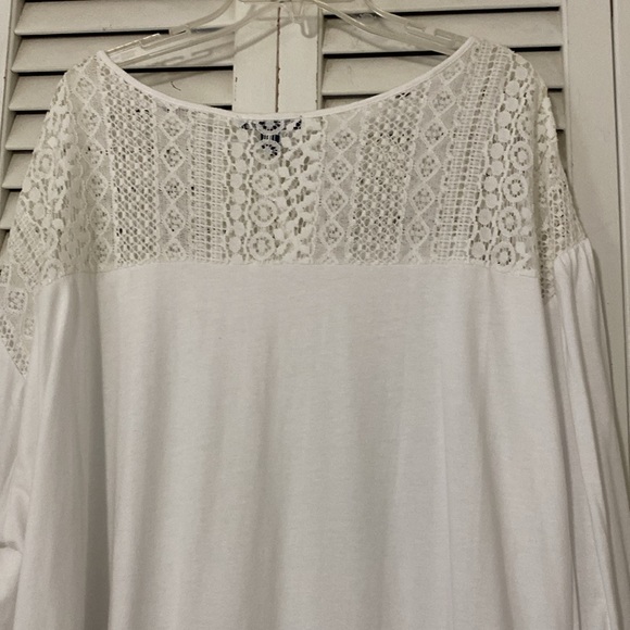 Chaps women’s white with crocet long sleeve tunic size 2X - Picture 6 of 8